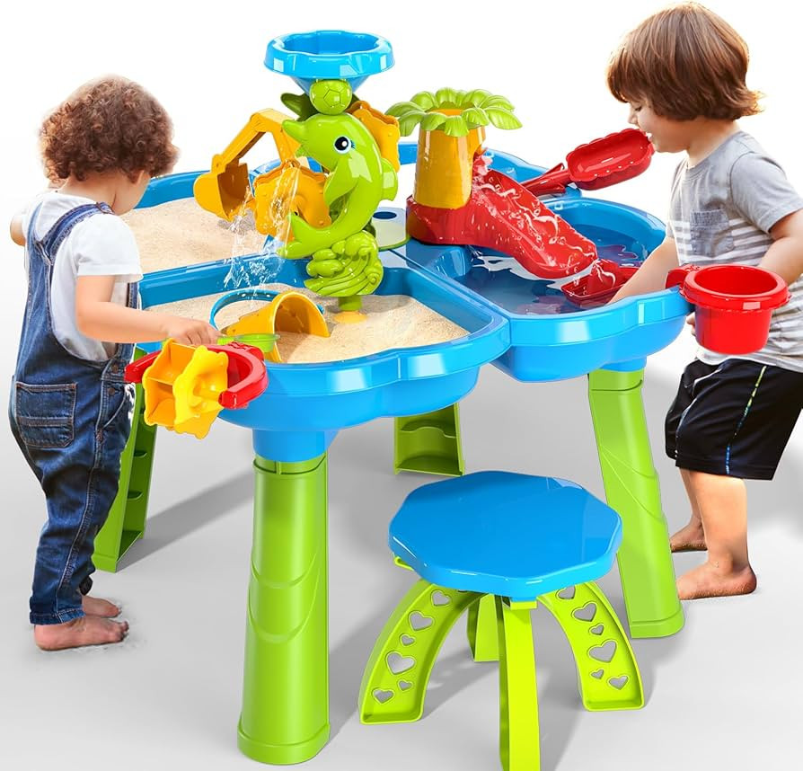 TEMI 4-in-1 Kids Sand Water Table for Toddlers 3-5, 32PCS Sandbox Table Kids Activity Sensory Pla... | Amazon (US)