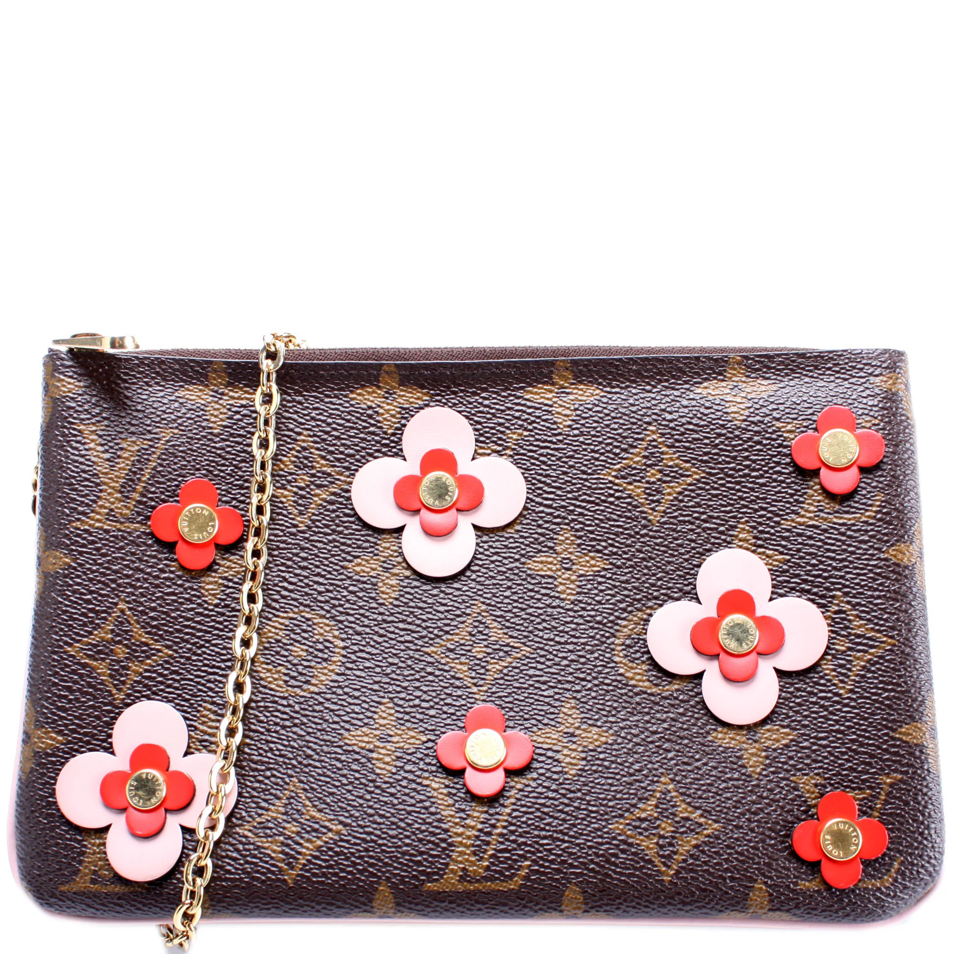 Double Zip Pochette Blooming Flowers | Keeks Designer Handbags