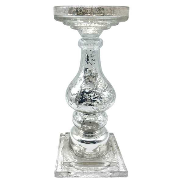 Mercury Glass Candle Holder, 12", Metallic, sold by At Home | At Home