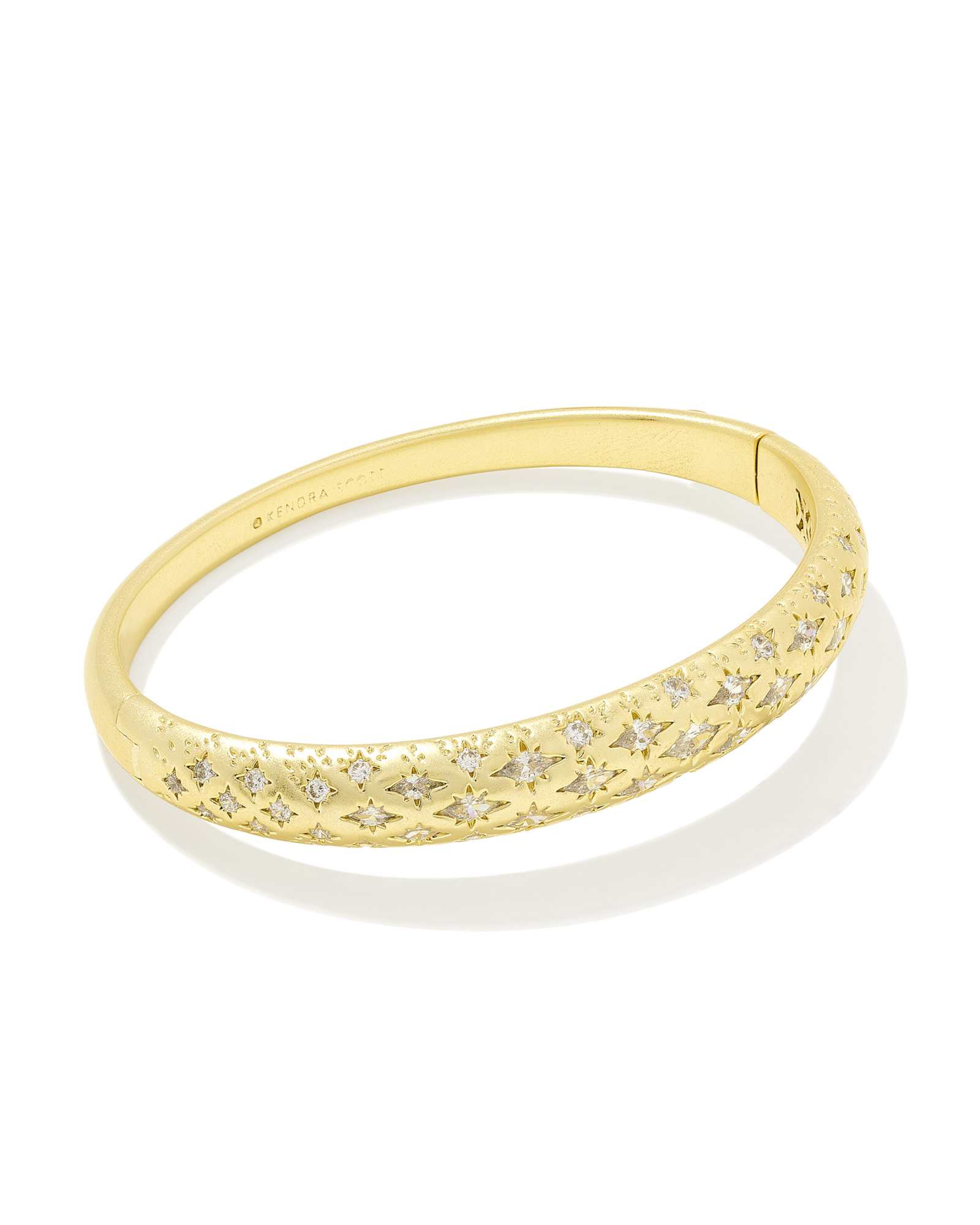 Kendra Scott Holland Gold Bangle Bracelet in White Crystal | Crystal/Metal | Kendra Scott