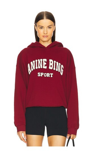 ANINE BING Alec Hoodie Sport in Burgundy. - size M | Revolve Clothing (Global)
