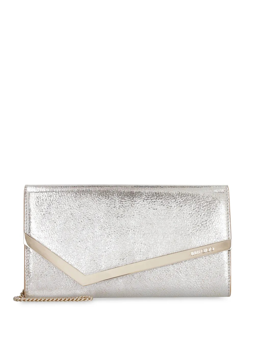 Jimmy Choo Emmie leather clutch bag - Silver | Farfetch Global