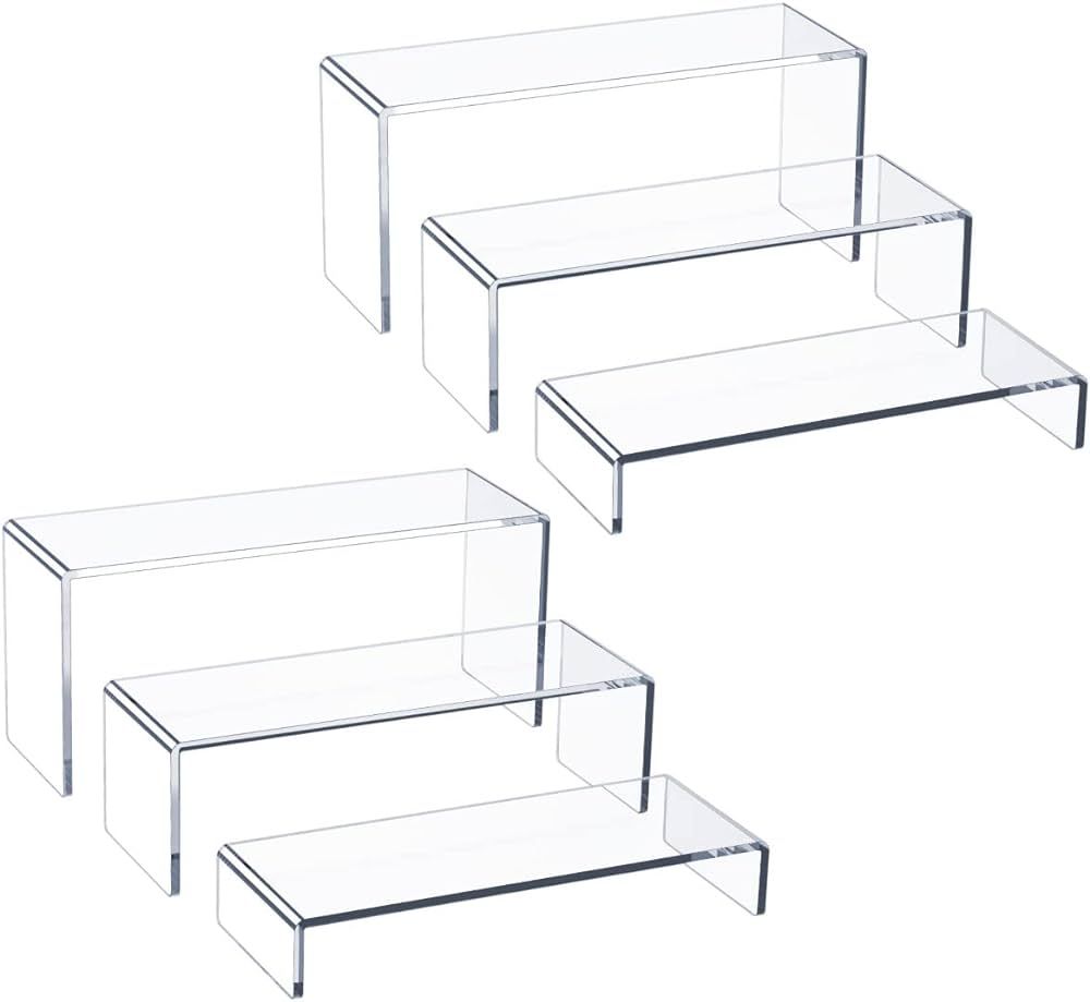 HIIMIEI Acrylic Display Riser, 6 Pcs 9" Large Acrylic Risers, Clear Rectangular Display Shelf for... | Amazon (US)