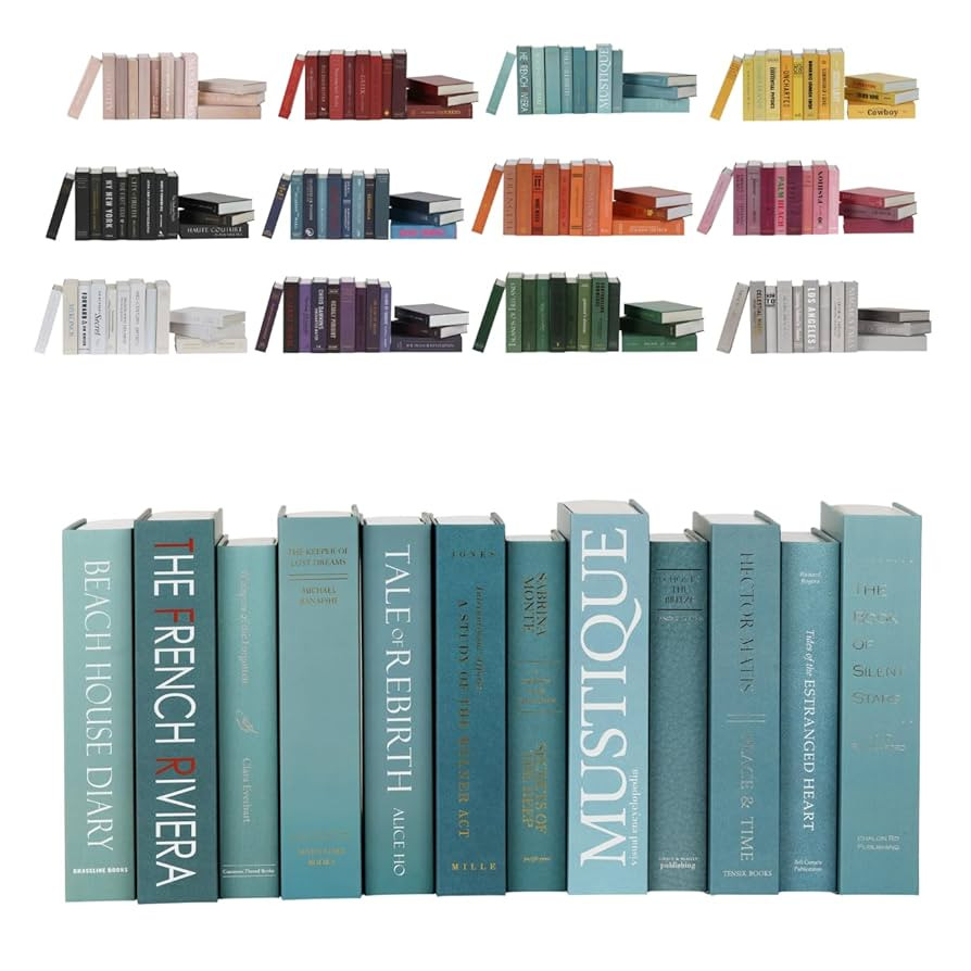 colorbloc 12 Aqua Decorative Faux Books, Fake Books for Bookshelf Decor, Light Blue Coffee Table ... | Amazon (US)