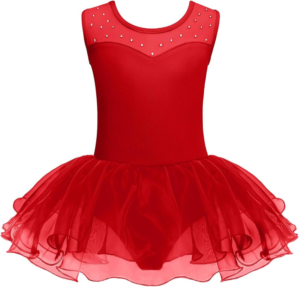 Zaclotre Girls Ballet Leotards Sparkly Sleevesless Mesh Dance Dress Tutu Ballerina Costume for Ki... | Amazon (US)