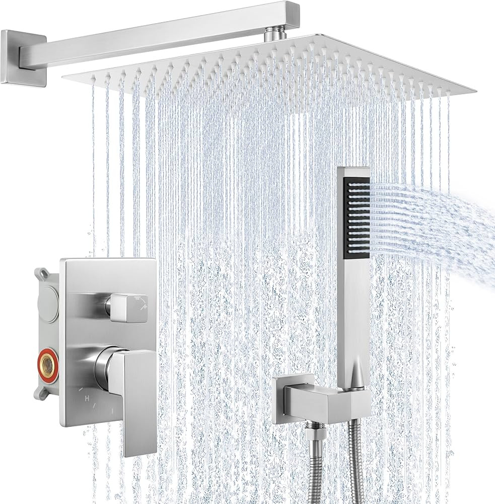KES Shower Faucet Set, 12 Inch Rain Shower Head with Handheld Spray, Shower System Pressure Balan... | Amazon (US)