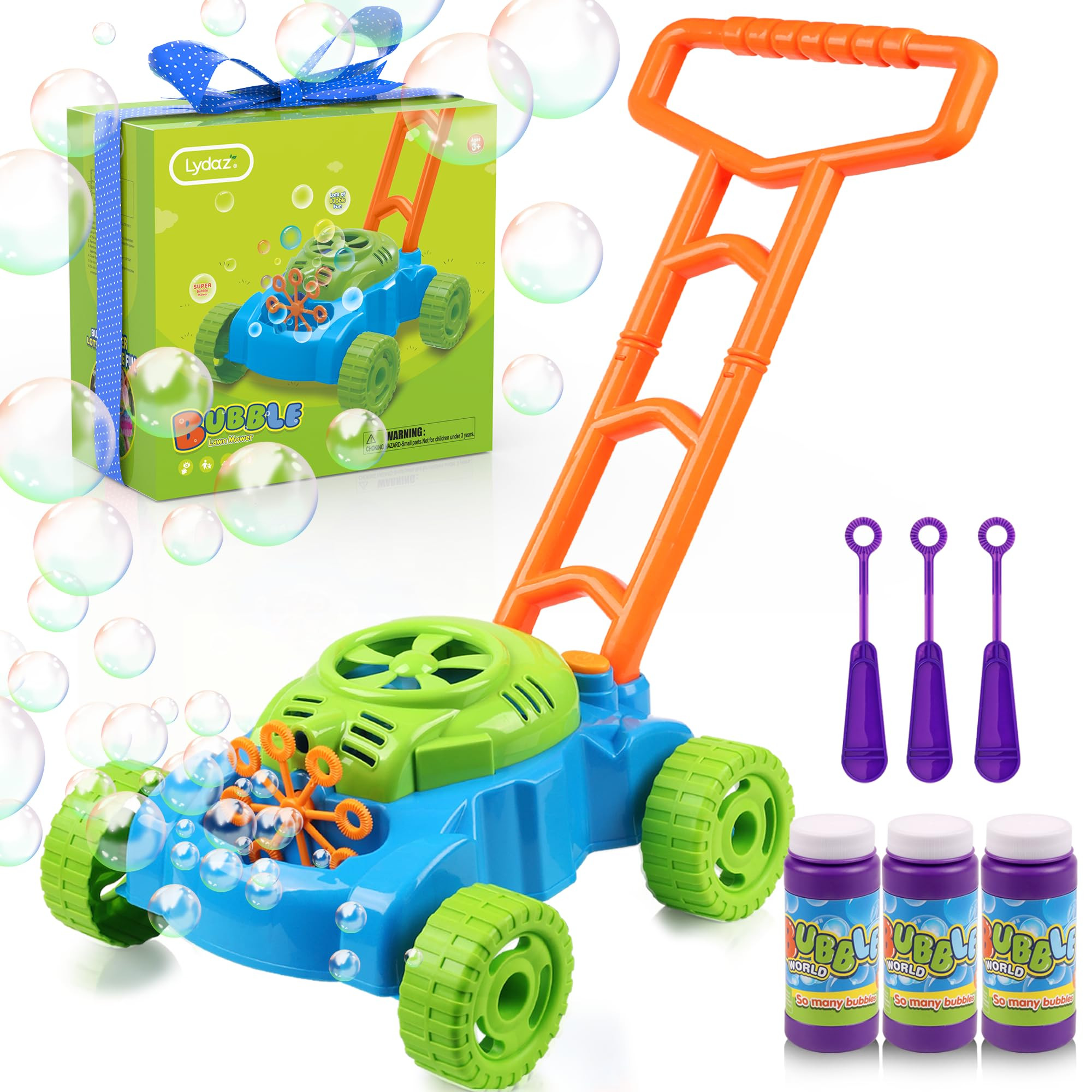 Lydaz Bubble Lawn Mower for Toddlers 1-3, Kids Bubble Machine for 1-Year-Old Boys Toy Gifts, Gard... | Amazon (US)