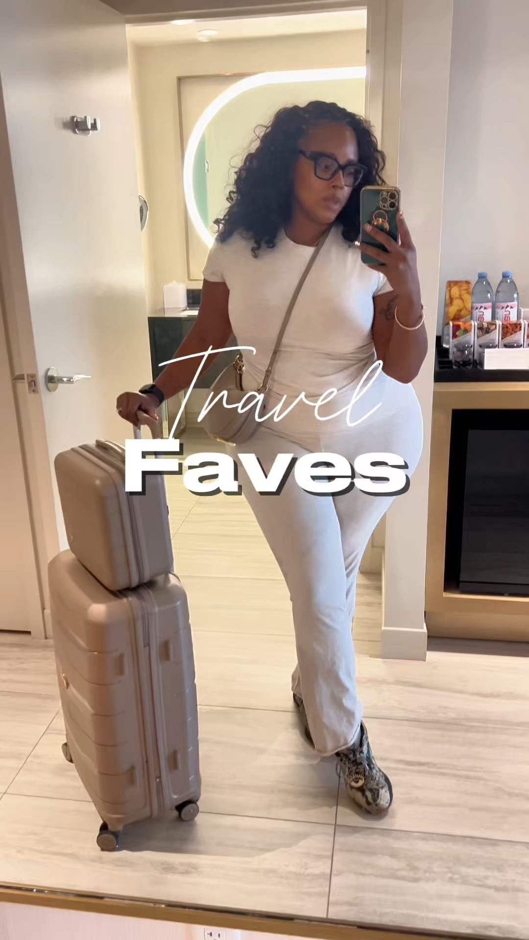 Comfy and cute travel outfit and very spacious and easy glide suitcases 😍 I always get compliments on my tiny suitcase! 

It fits my tech stuff, makeup stuff, and my 15” laptop! #travelfaves #crissythedoll 

#LTKPlusSize #LTKStyleTip #LTKTravel