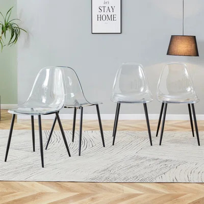 Modern Minimalist Transparent Dining Chair, Plastic Chair, Armless Crystal Chair, Nordic Creative Makeup Stool, Negotiation Chair, Set Of 6 Pieces Met | Wayfair North America
