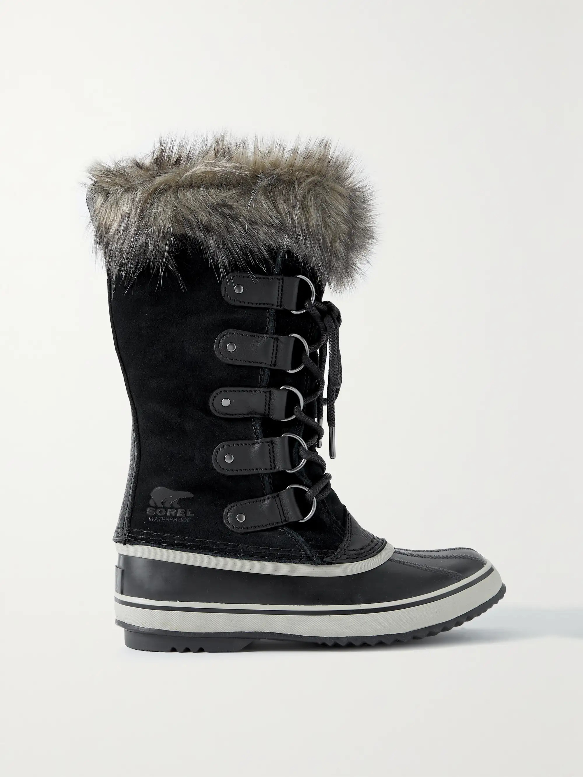Black Joan of Arctic faux fur-trimmed waterproof suede and rubber boots | SOREL | NET-A-PORTER | NET-A-PORTER (US)