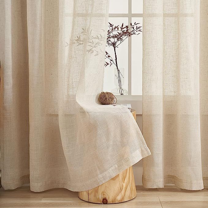 Demetex Semi Sheer Curtains 72 inches Long Natrual Linen Curtain Panels for,54x72 inches, 2 Piece... | Amazon (US)