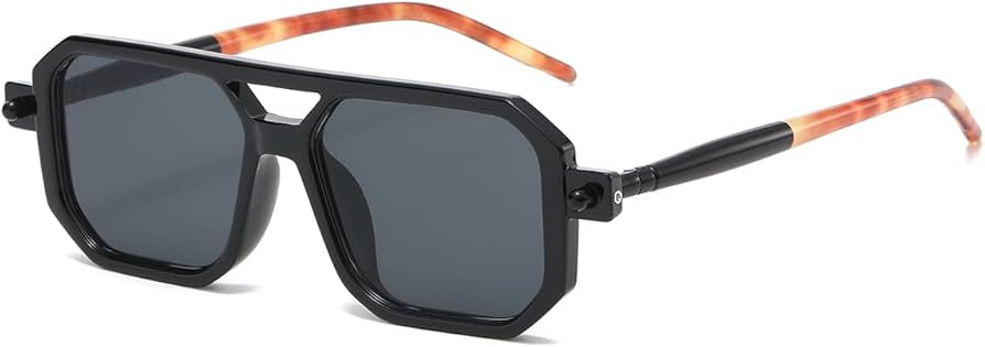 JOVAKIT Retro Aviator Sunglasses for Women Men Fashion Rectangle Sun Glasses Luxury Round Temples... | Amazon (US)