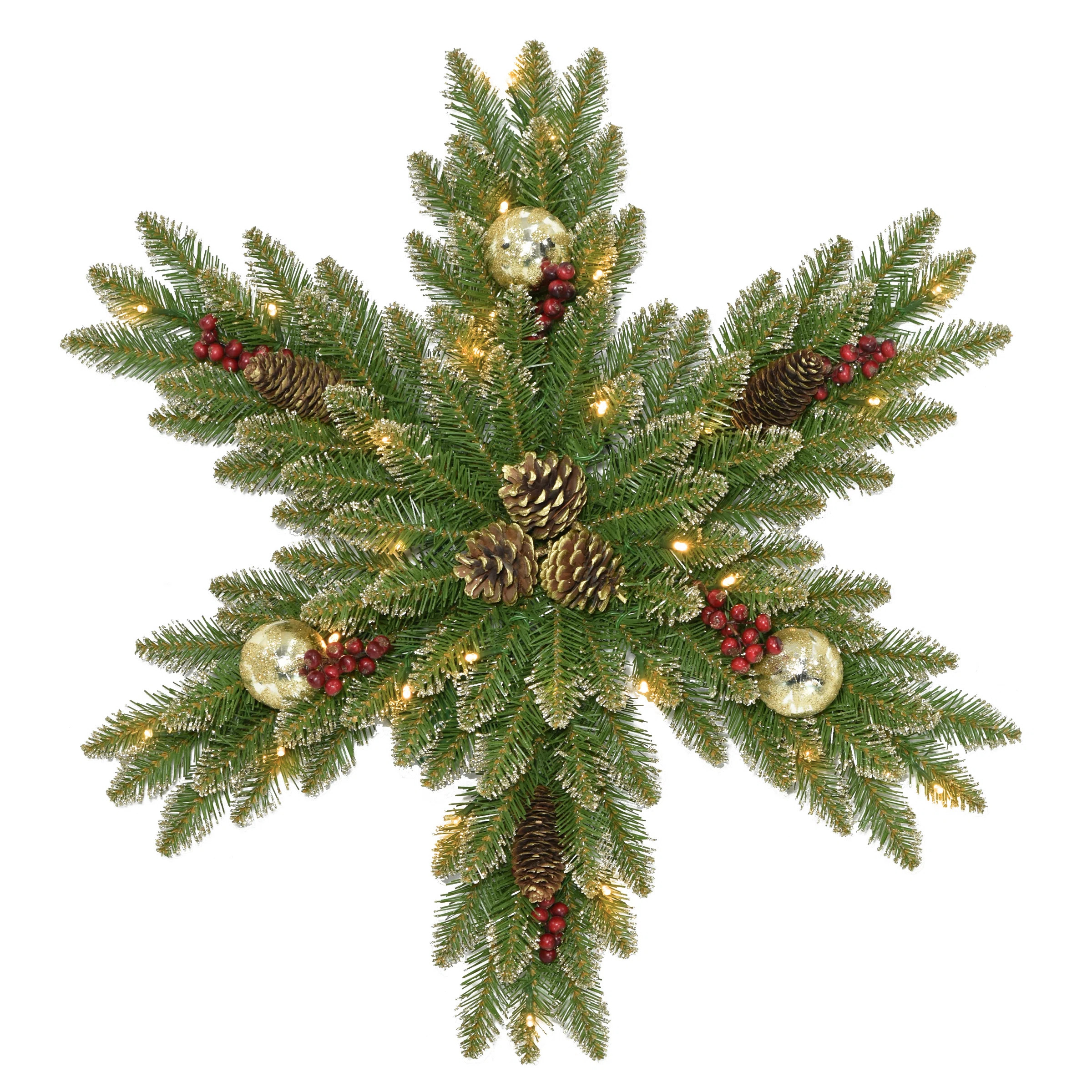 The Holiday Aisle® 32 in. Glittery Gold Dunhill Fir Snowflake with LED Lights & Reviews | Wayfai... | Wayfair North America