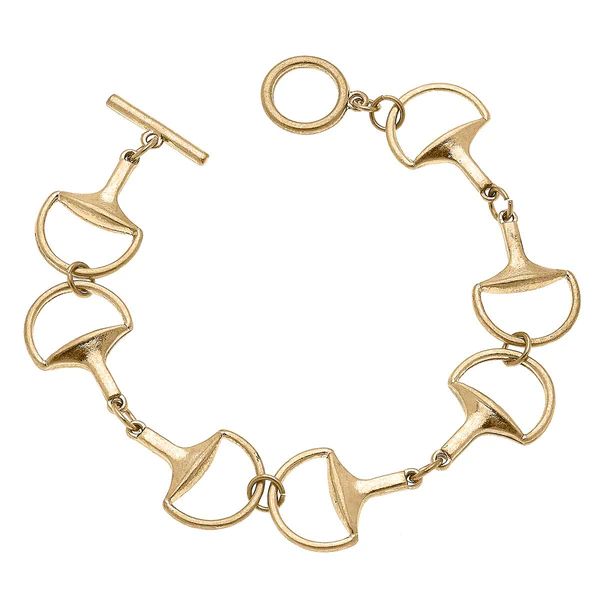Stella Horsebit T-Bar Bracelet in Worn Gold | CANVAS