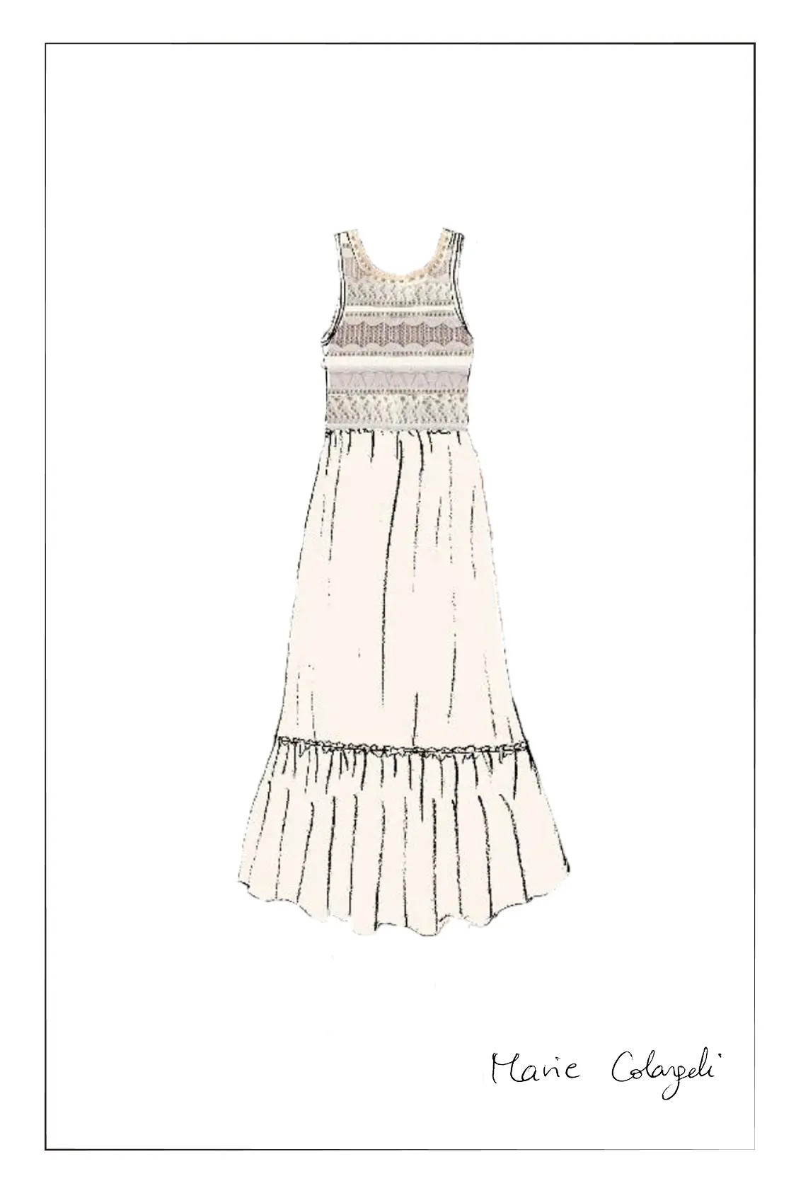 Charlie Mix Media Hand-Embroidered Trim Dress in Cotton-Cashmere and C | Fabrique