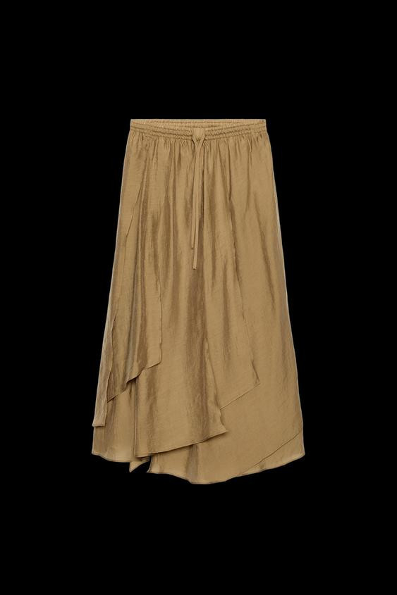 Zara - Zw Collection Ruffled Skirt - Caramel - M-L - Woman | Zara US