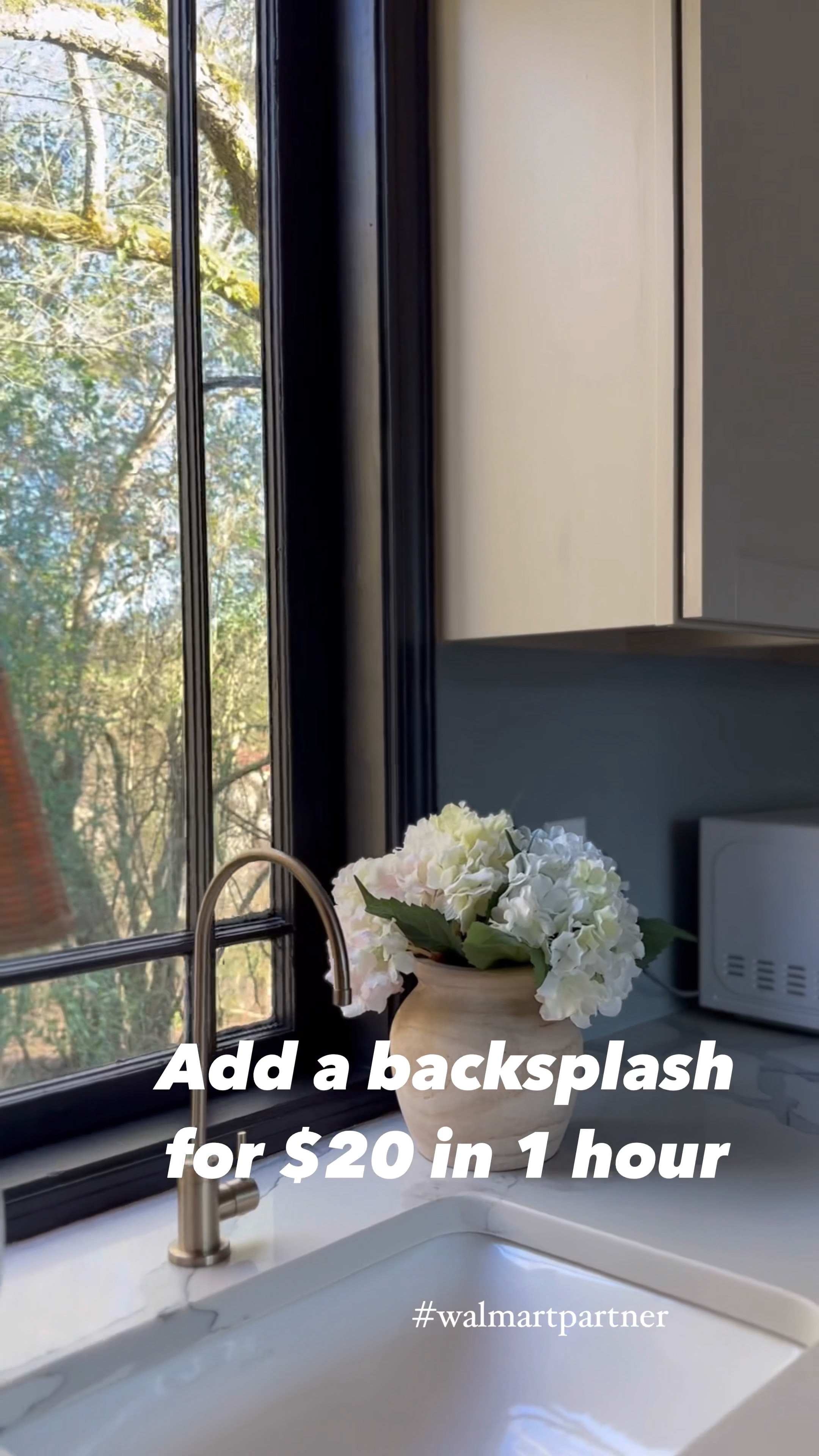 I added a backsplash for $20 in under 1 hour. Trust me - it was so easy to do. It’s a beadboard wallpaper from @walmart. #walmartpartner I also linked a few other goodies that will help refresh your home! Small changes can make a HUGE impact! Check out my LTK to shop and stories for wallpapering tips! #diyhome #homedecor #cottagestyle 