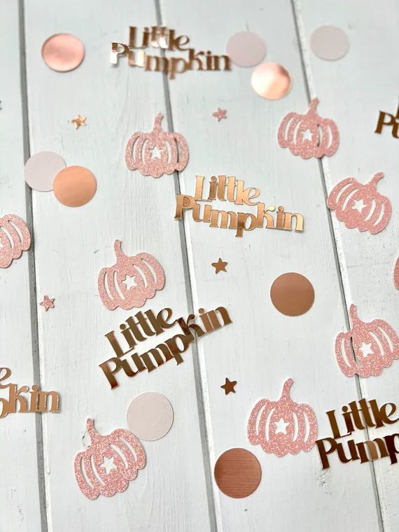 Little Pumpkin Baby Shower Confetti Pink and Rose Gold Table - Etsy | Etsy (US)