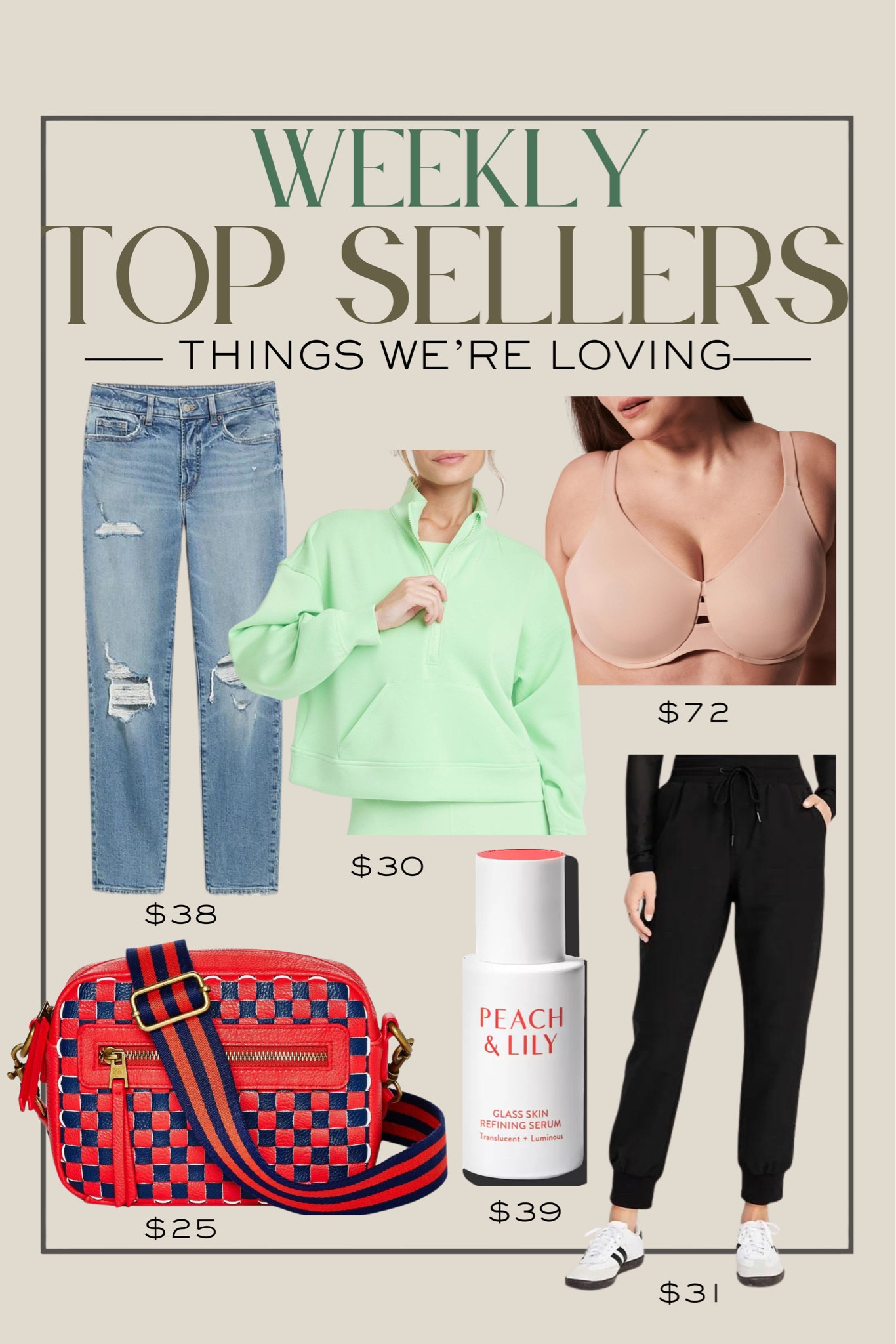 Our favorites from this past week! Target is delivering on cross body bags, we all love this one! 

Target, Spanx, bestsellers, our favorites, ripped jeans, quarter zip, joggers, betterwithchardonnay, Steph Joplin 

#LTKstyletip #LTKSeasonal