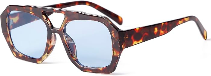 ADE WU Trendy Aviator Sunglasses for Women Men 70s Thick Square Aviators | Amazon (US)