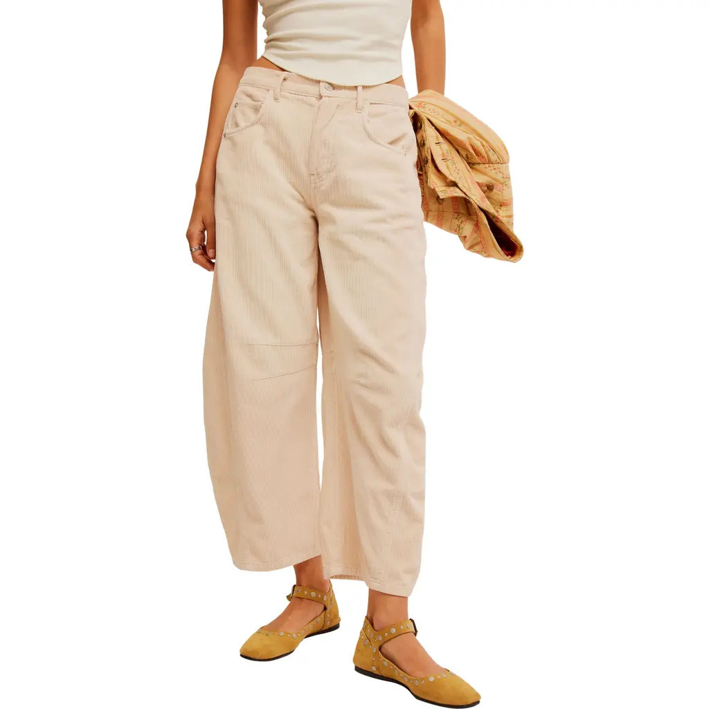 Free People Good Luck Barrel Leg Corduroy Pants in Crystal Grey at Nordstrom Rack, Size 29 | Nordstrom Rack