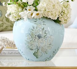 Kravet Grandiflora Hand-Painted Vase | Pottery Barn (US)
