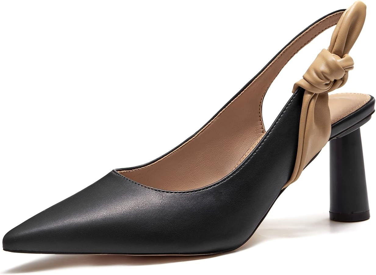 Women's Slingback Closed Pointed Toe Heels Bowknot Slip On Weding Party Dress Pumps | Amazon (US)