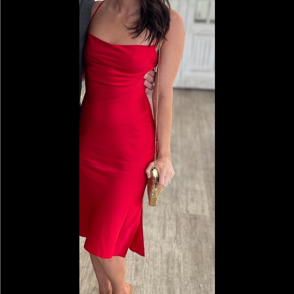 Red Express Satin Cowl Neck Dress, Size XXS Petite | Poshmark