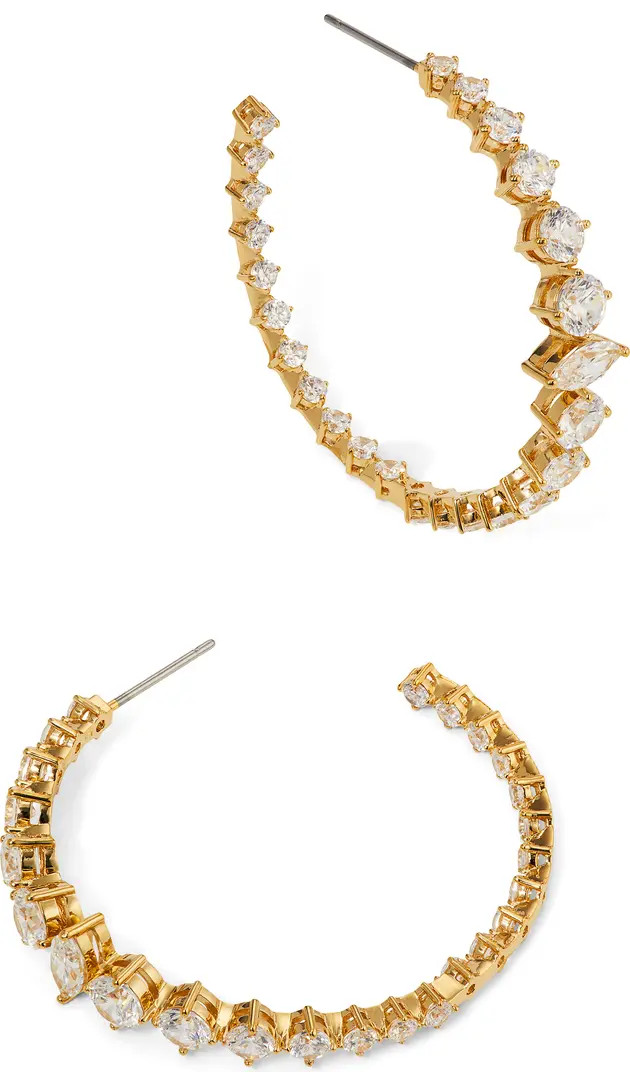 Nadri Graduated Cubic Zirconia Inside Out Hoop Earrings | Nordstrom | Nordstrom