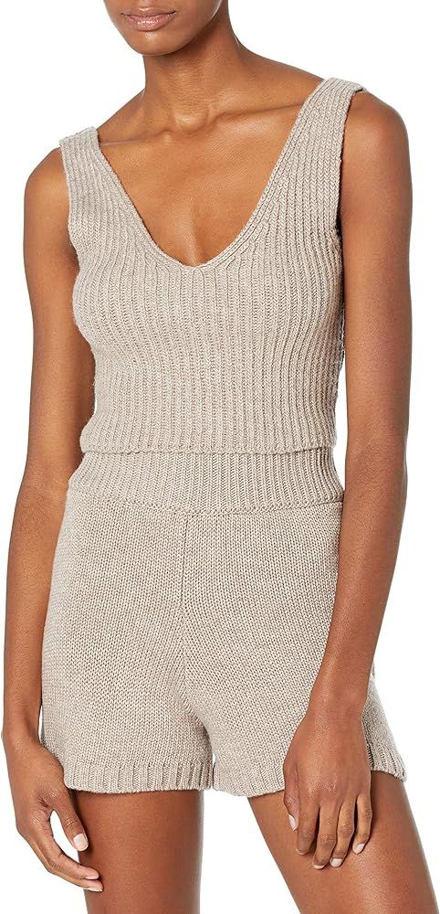 The Drop Women's Sylvie Double V-Neck Textured Rib Cropped Sweater Tank | Amazon (US)