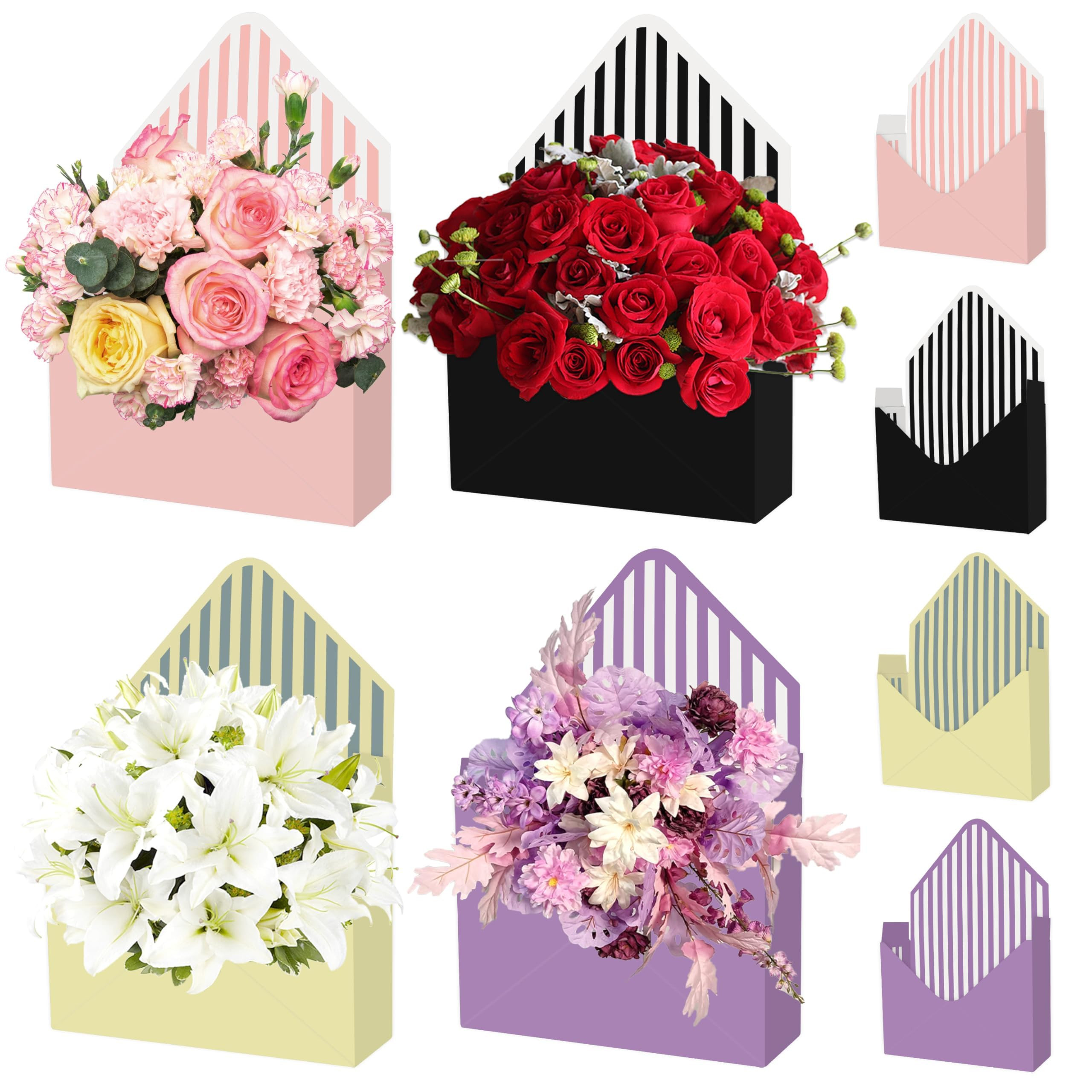 4 Pcs Mother's Day Florist Bouquet Envelope Boxes Mixed Style Flower Bouquet Packaging Gift Paper... | Amazon (US)