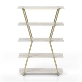 Ketano Metal 4-Shelf Bookcase in Champagne and White - Furniture of America | Target