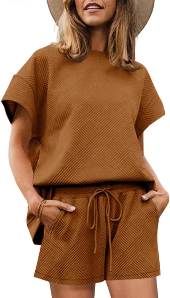Tankaneo Womens Loungewear Set Short Sleeve Tops and Shorts 2 Piece Outfits Matching Lounge Pajam... | Amazon (US)
