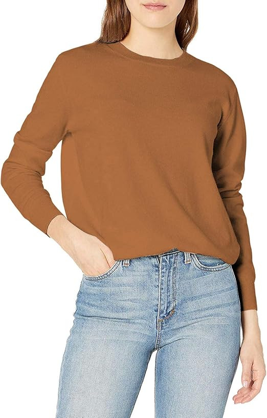 QUALFORT Women's Crewneck Sweater Pullover Soft Knitted Sweaters | Amazon (US)