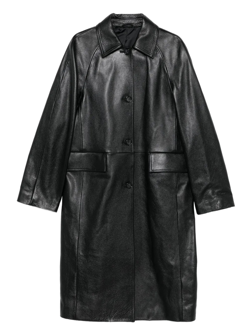 raglan-sleeves leather coat | Farfetch Global