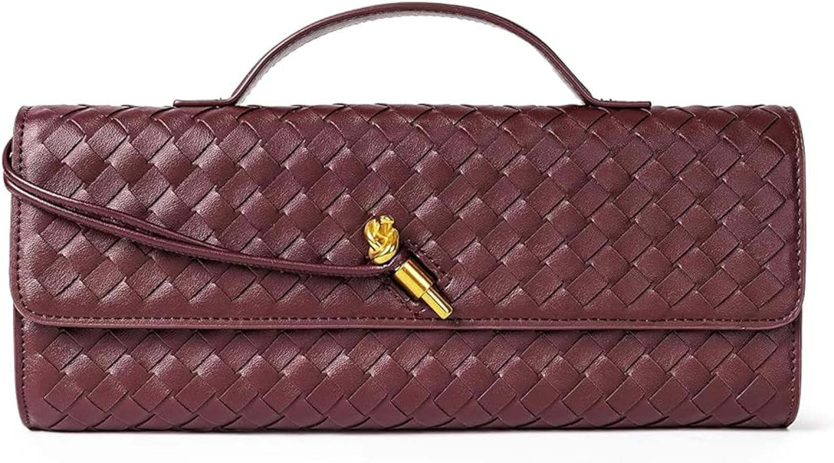 Evening Clutch Purse for Women, PU Leather Woven Handbag Shoulder Crossbody Bag | Amazon (US)