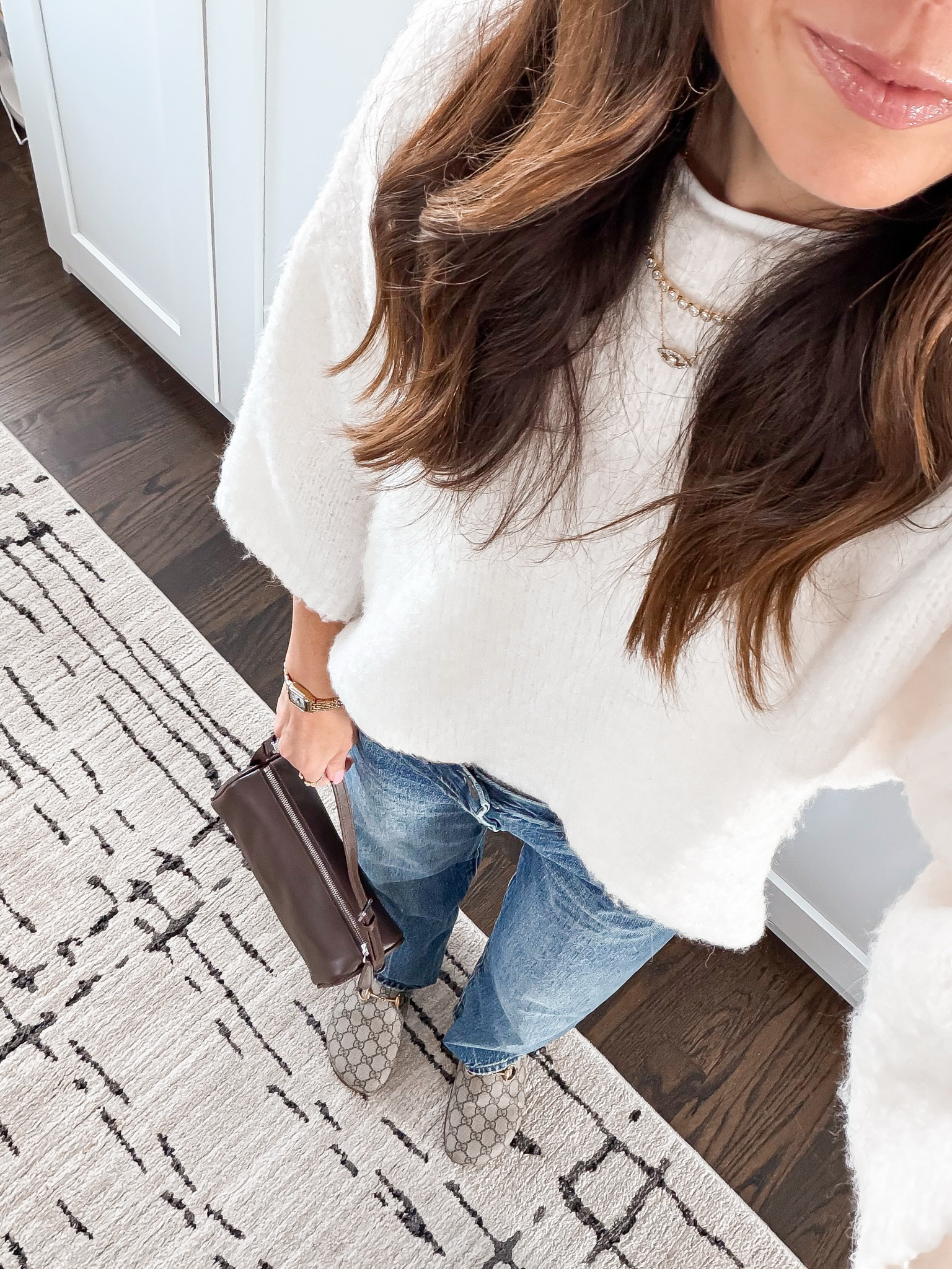 Living in these Target sweaters and bowed straight leg jeans. Wearing size xs and 24 jeans  

#LTKootd #LTKOver40 #LTKSeasonal