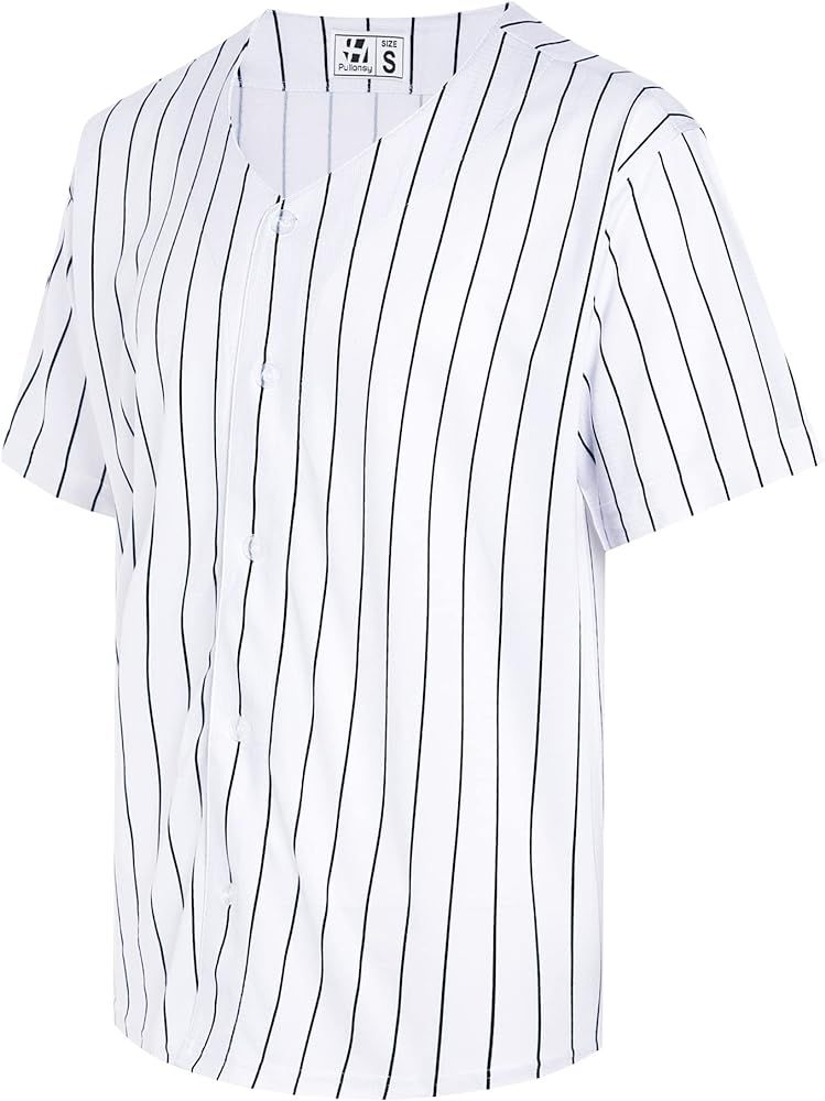 Pullonsy Blank Baseball Jersey for Men Women Full Button Up Short Sleeves Shirts Hip Hop Hipster ... | Amazon (US)