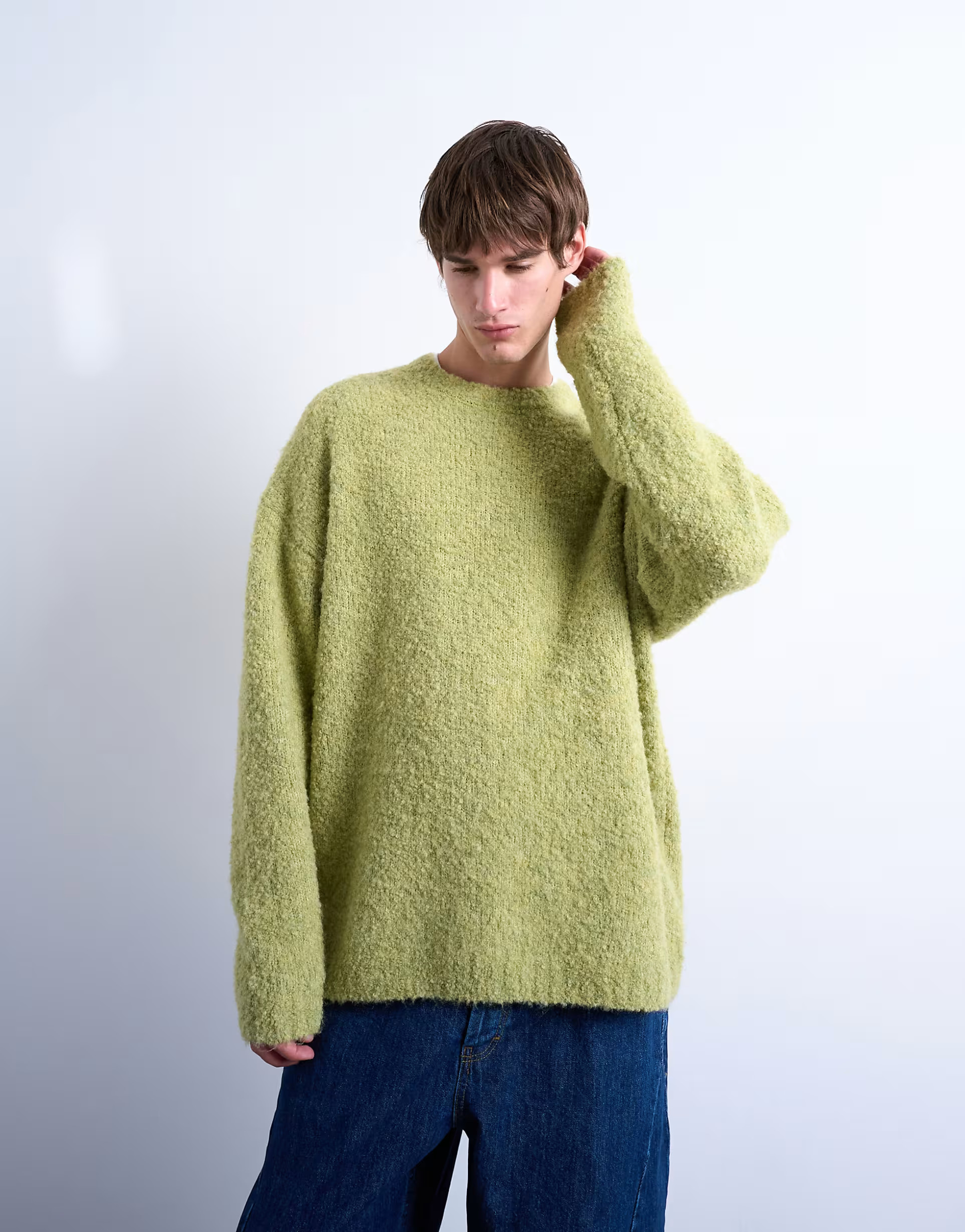 Topman relaxed fit boucle jumper in green | ASOS (Global)