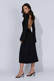 Juniper Flare Sleeve Knit Maxi Dress - Black | MESHKI US
