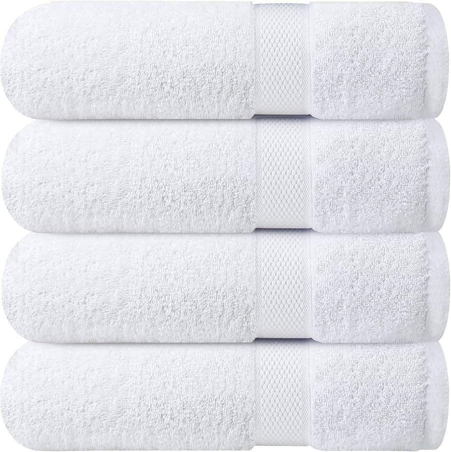 Infinitee Xclusives Premium White Bath Towels for Bathroom Set of 4 (27x54 Inches), 100% Soft Rin... | Amazon (US)