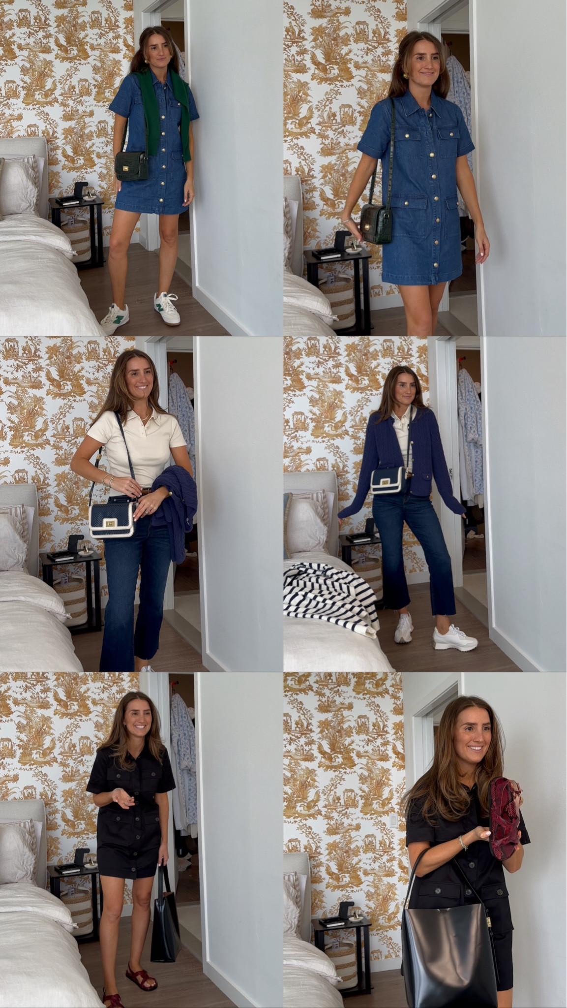 J.Crew haul I just got for summer style to fall outfits!!

Outfit #1
Green cardigan - size medium
Denim dress - size 6
New balance sneakers w/ green accent - size 8.5

Outfit #2
Off white collar shirt - size small
New balance sneakers w/ gray accent - size 8.5
Blue wide leg jeans - size 28, classic

Outfit #3
Black dress - size 6
Red snakeskin sandals - size 9

#LTKTravel #LTKBacktoSchool #LTKStyleTip