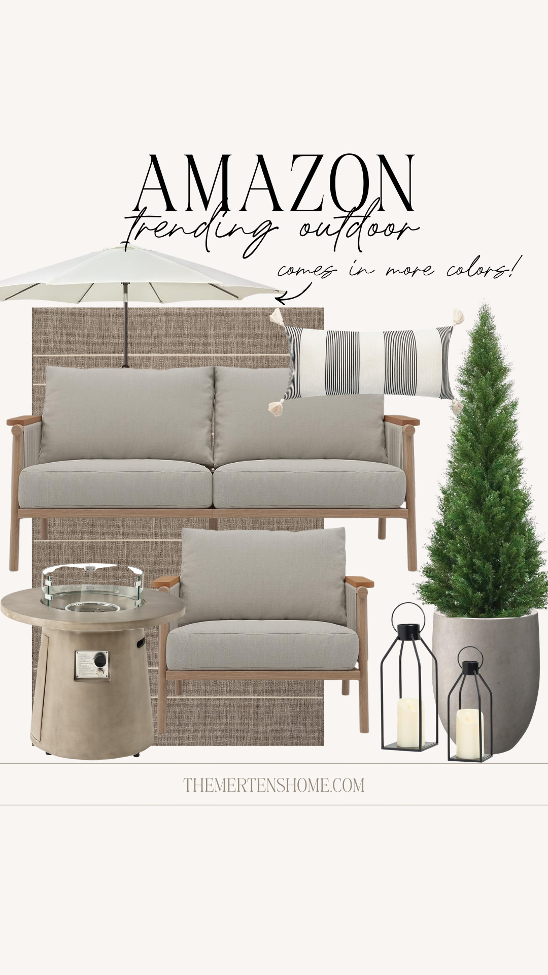 Amazon trending outdoor patio finds 🤍 Cozy, neutral pieces everyone is loving for patios right now, from comfortable patio seating and lush faux plants and trees to a fire pit table that makes the whole space feel warm and inviting. 

 #LTKHome