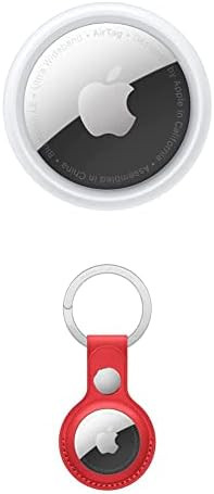 Apple AirTag + AirTag Leather Key Ring - (PRODUCT)RED | Amazon (US)