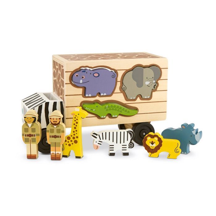 Melissa & Doug Animal Rescue Shape-Sorting Truck - Wooden Toy With 7 Animals and 2 Play Figures | Target