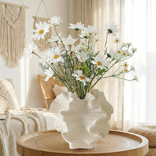 Cream Ceramic Vase, Modern Boho Coastal Decor, Coral Design Decorative Vase for Pampas Grass Drie... | Amazon (US)