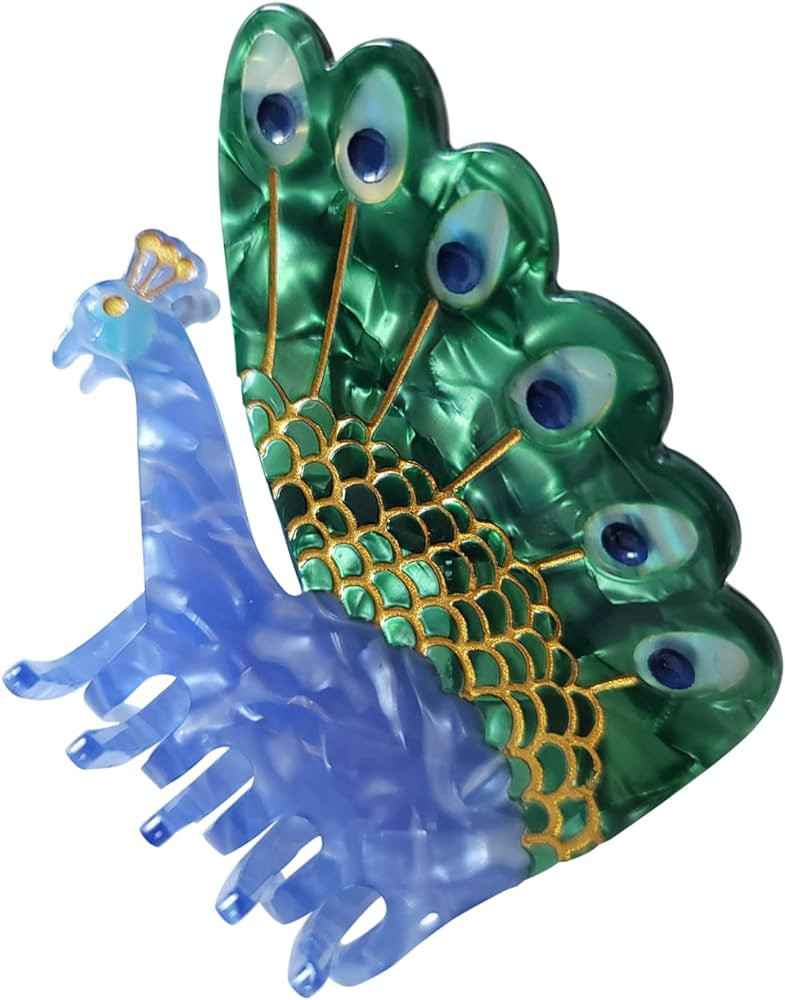 Peacock Claw Clips,Cellulose Acetate Hair Clips,Big Claw Clips for Women | Amazon (US)