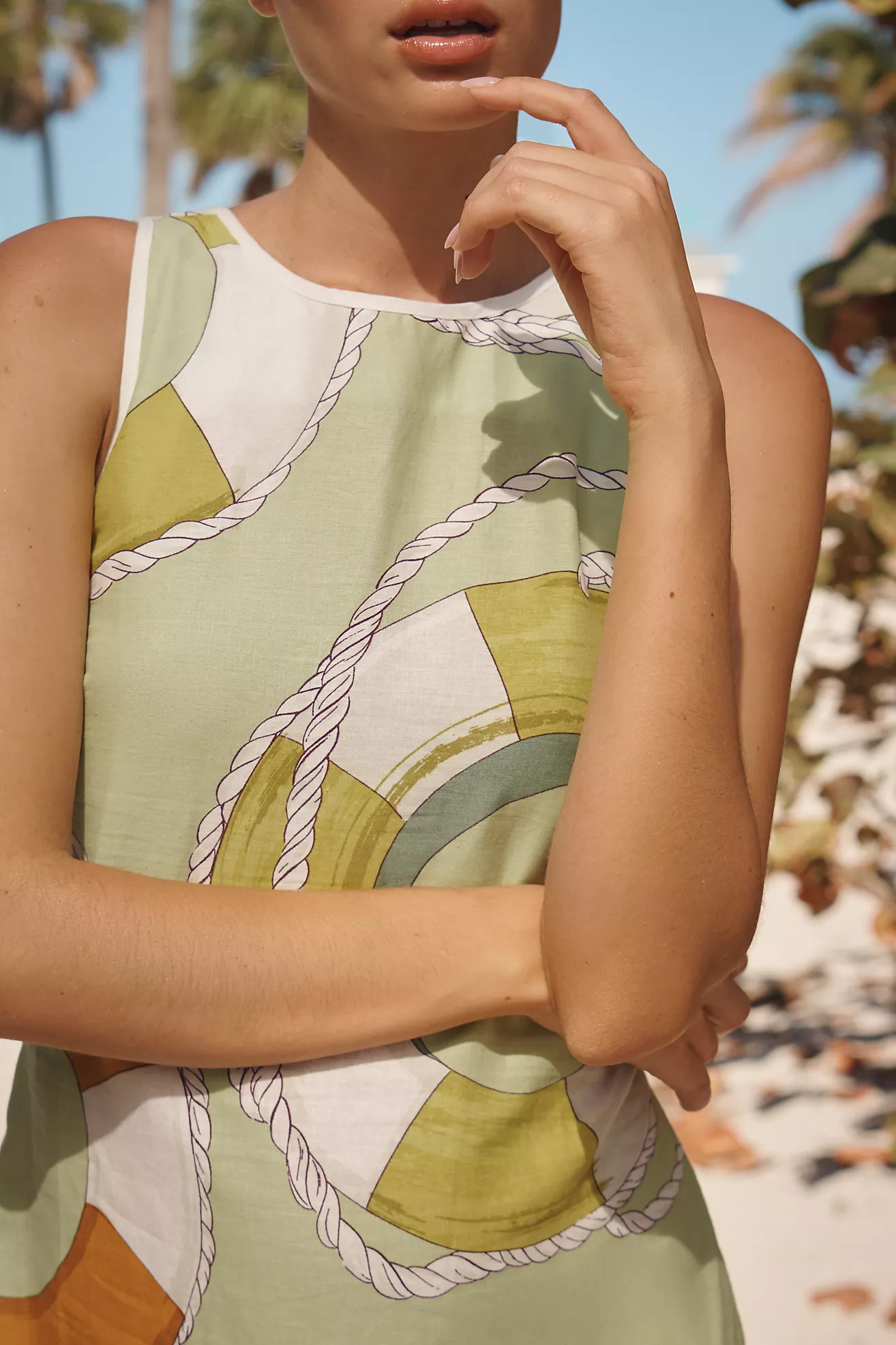 Celandine Pool Float Printed Linen Mini Dress | Anthropologie (US)