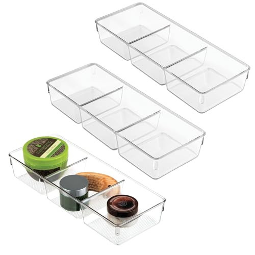 iDesign 3-Section Drawer Organizer for Kitchen, Bathroom, and Desk Drawers - Set of 3 - Clear | Amazon (US)