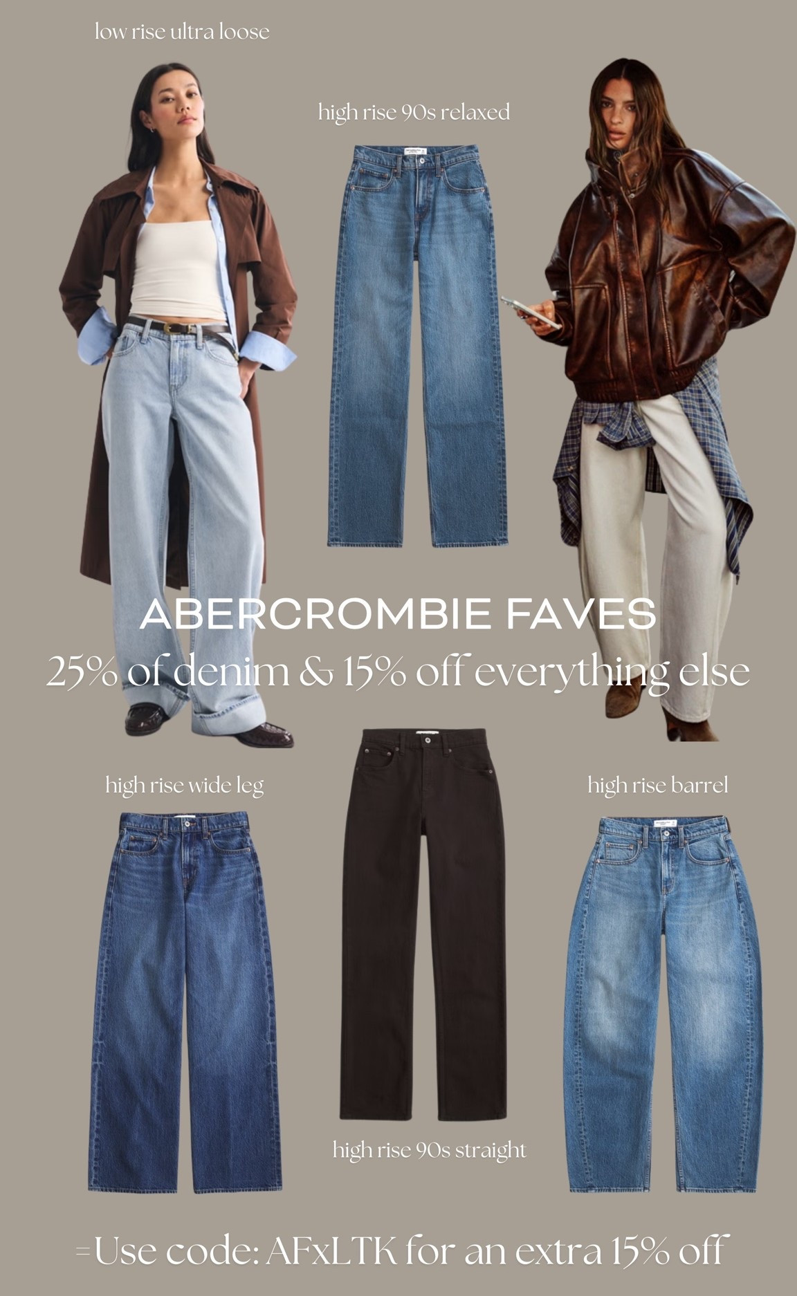 Abercrombie denim faves 💙 25% off jeans & extra 15% off with code AFxLTK 🙌

#LTKjeans #LTKautumn